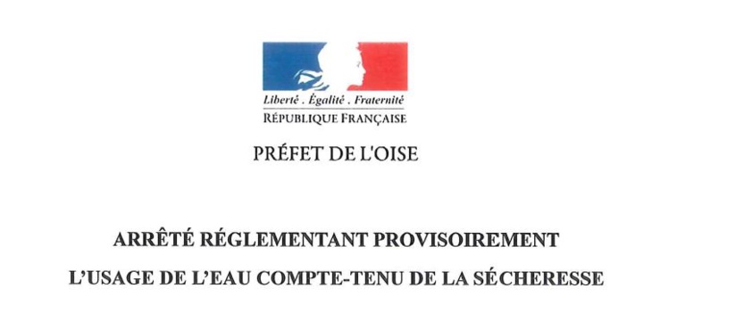 ARRÊTE RÉGLEMENTANT PROVISOIREMENT L'USAGE de L'EAU du 10 Mars 2020