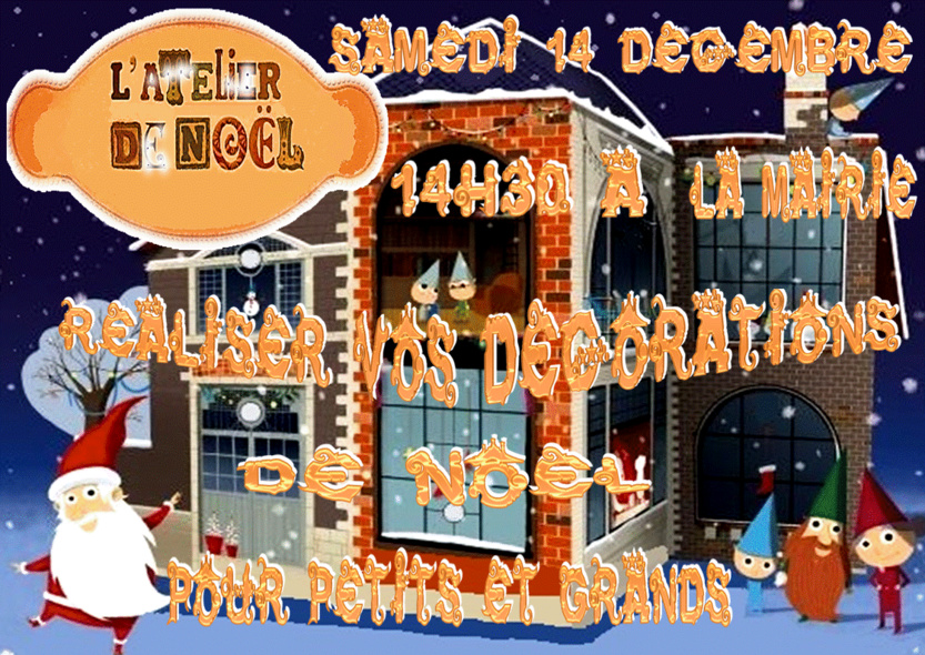Ateliers de Noël, Samedi 14 décembre à partir de 14h30,
