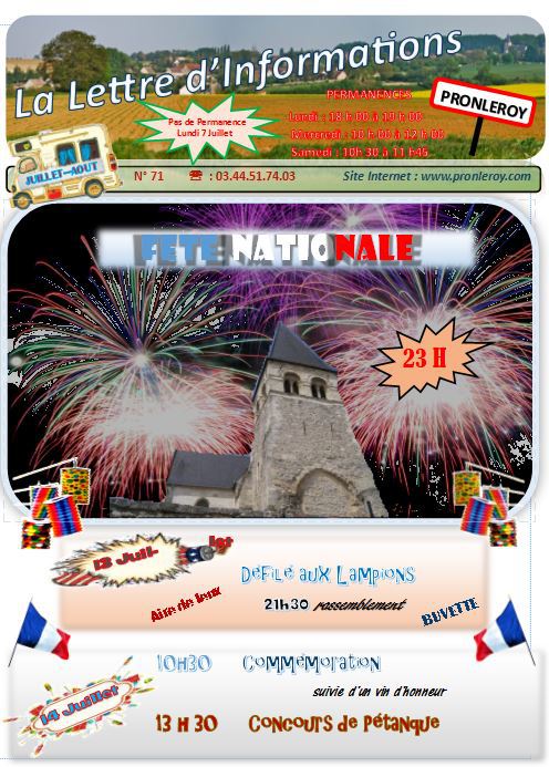 Lettre d'Infos Juillet & Aout 2014 N°71