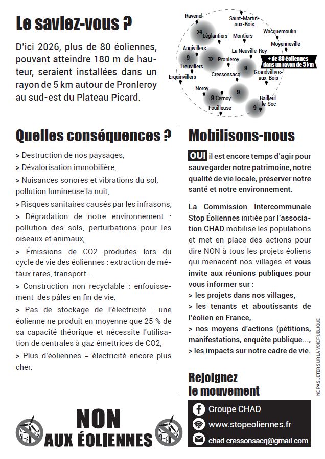 STOP .. EOLIENNES  Réunions publiques  les 17 et 24 Septembre