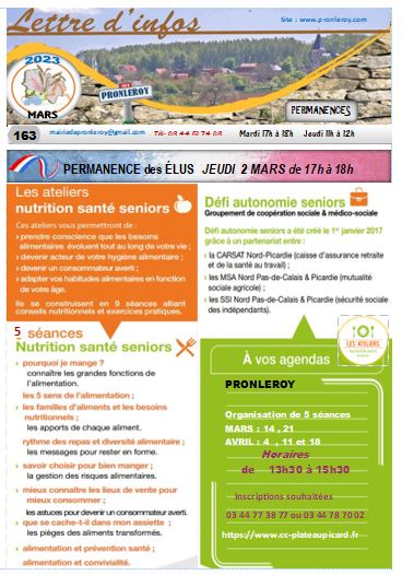 Lettre d'INFOS MARS 2023