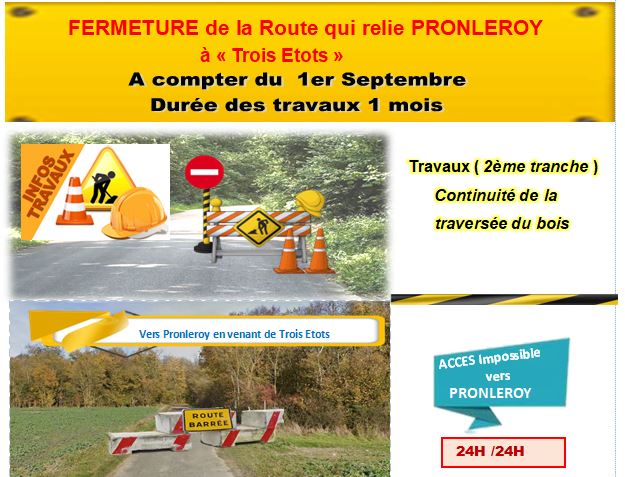 TRAVAUX à partir du 1er Septembre