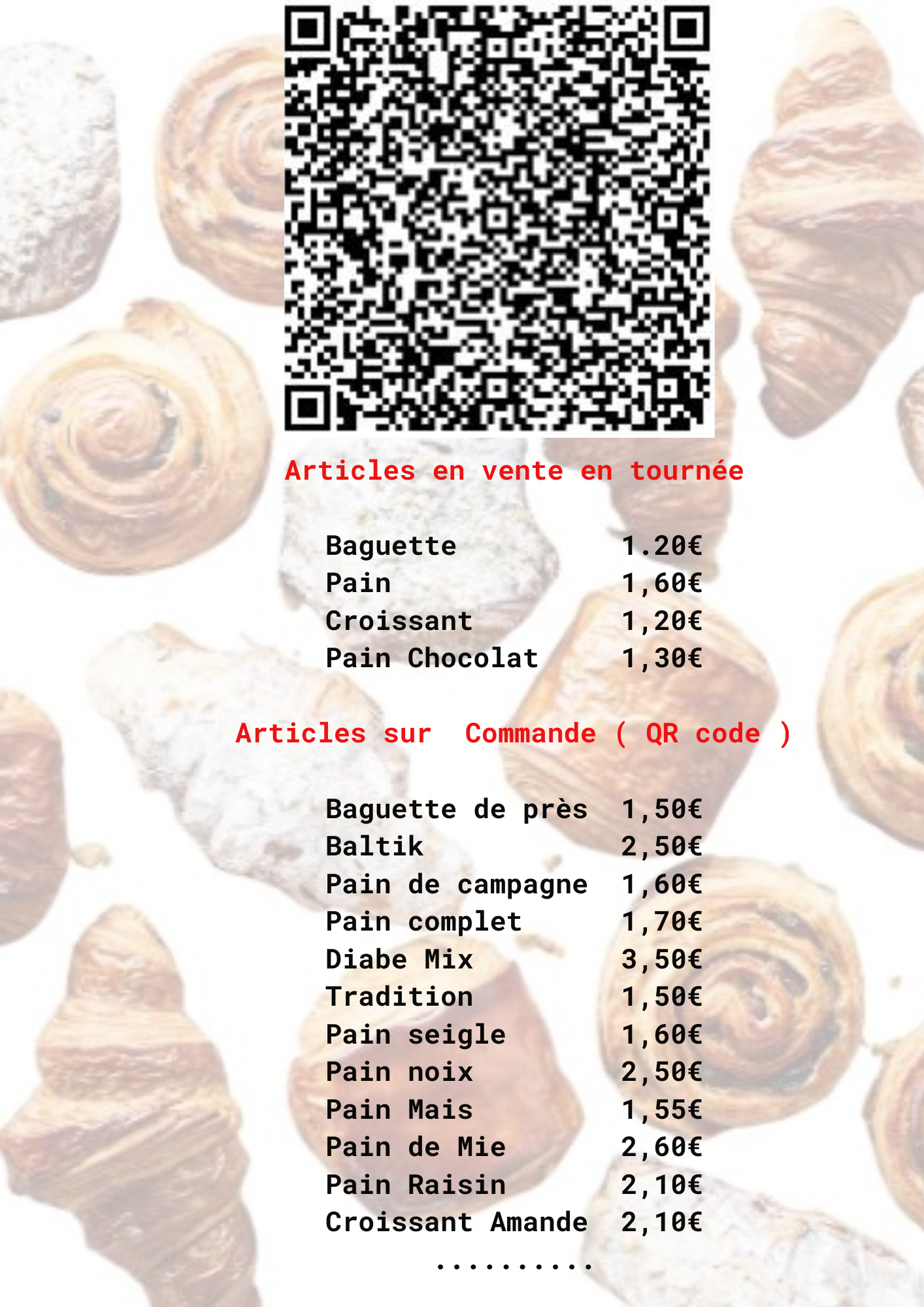 TOURNEE de pain à domicile à compter du 3 Novembre